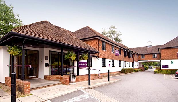 Exterior of Premier Inn Redhill Reigate showing reception